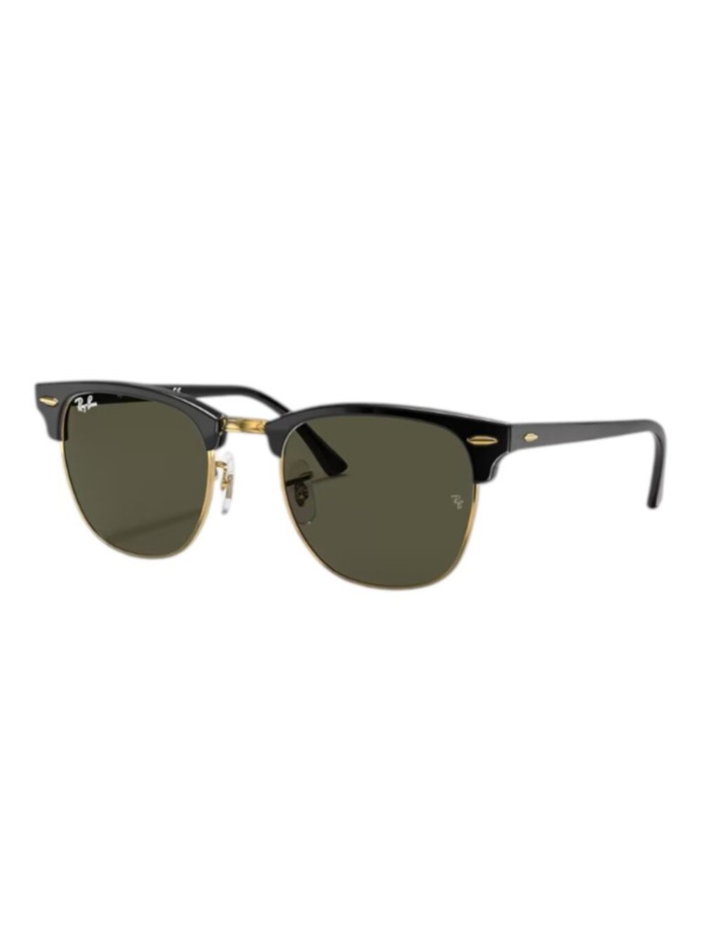 NEW RAY-BAN Clubmaster Classic  Polished Black on Gold Frame, G-15 Green Lenses